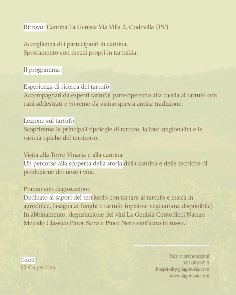 Programma pinot nero e tartufo